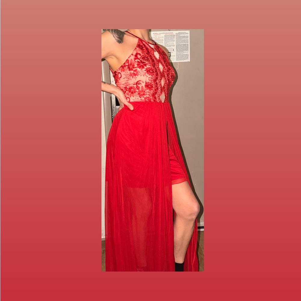 Elegant One Shoulder Red Evening Dress